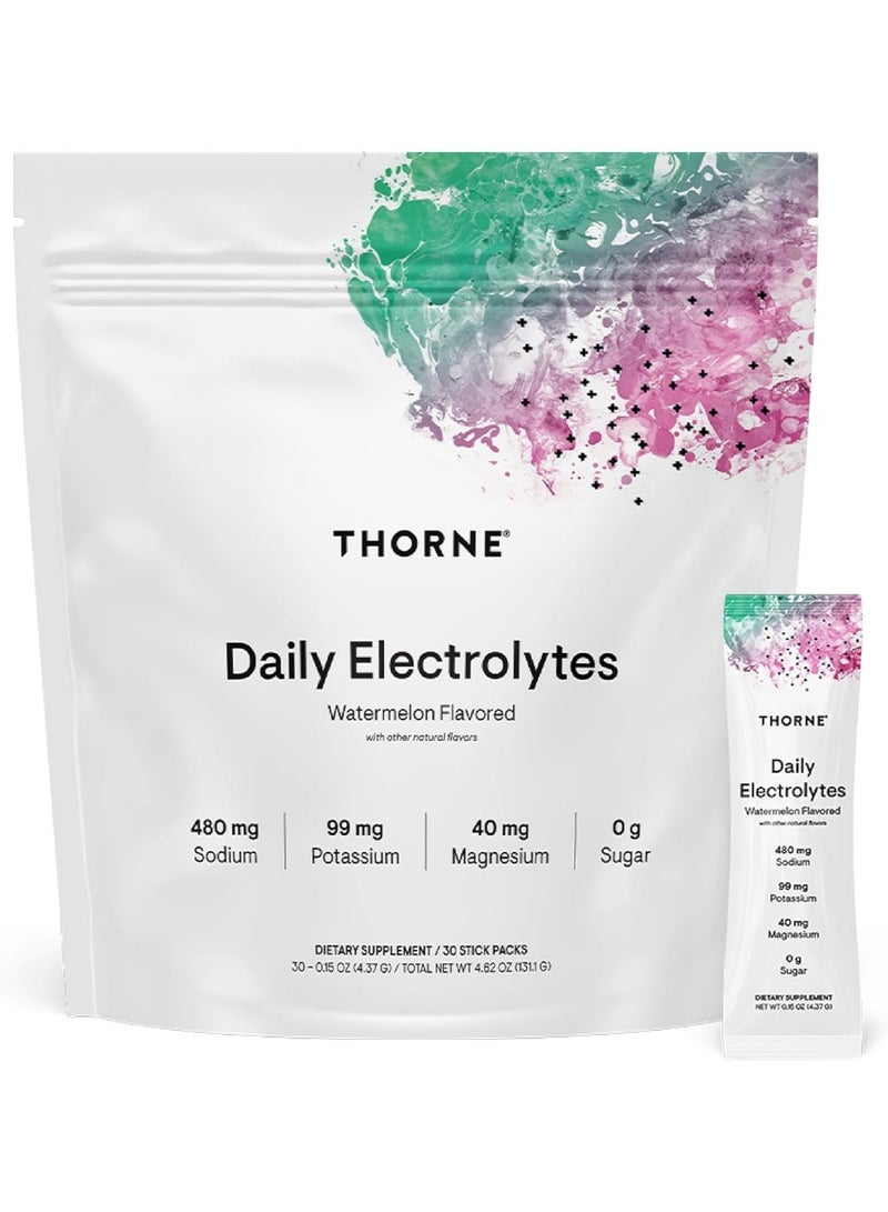 Thorne مكملات الإلكتروليت اليومية بنكهة البطيخ مع نكهات طبيعية أخرى، 480 ملغ صوديوم | 99 ملغ بوتاسيوم | 40 ملغ مغنيسيوم | 0 غ سكر، مكمل غذائي / 30 عبوة ستيك، 30 - 0.15 أونصة (4.37 غ) / الوزن الصافي الإجمالي 4.62 أونصة (131.1 غ) - Image 1